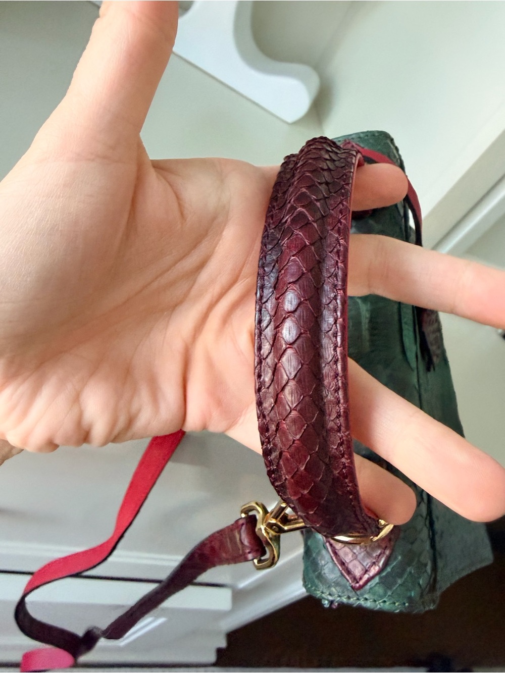 IMPERIO CLANDESTINO Luna Mini Green & Burgundy Python Leather Purse $900 Retail - Picture 15 of 16